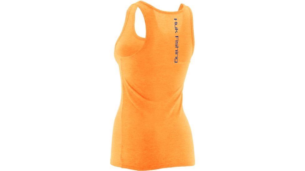 HUK Performance Fishing Womens Script Logo Tank, Heather Orange, H1000084HOGXS