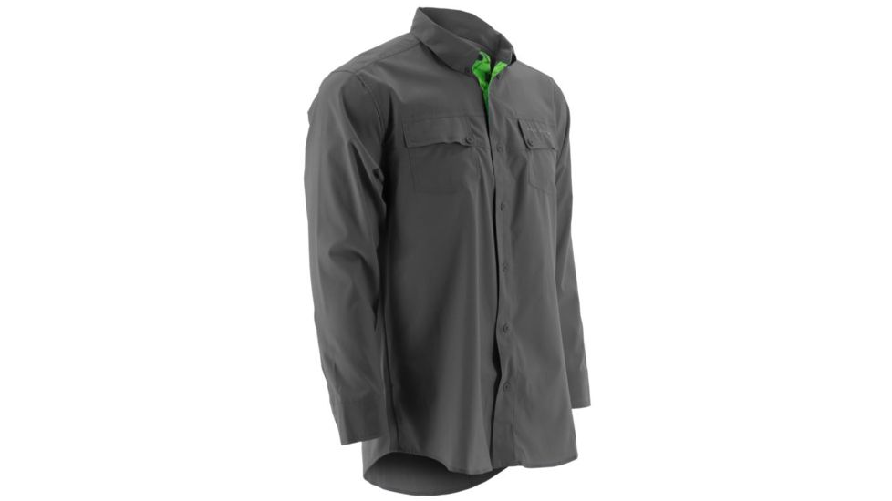 HUK Phenom Long Sleeve Woven Shirt, Charcoal, Medium H1500005CGYM