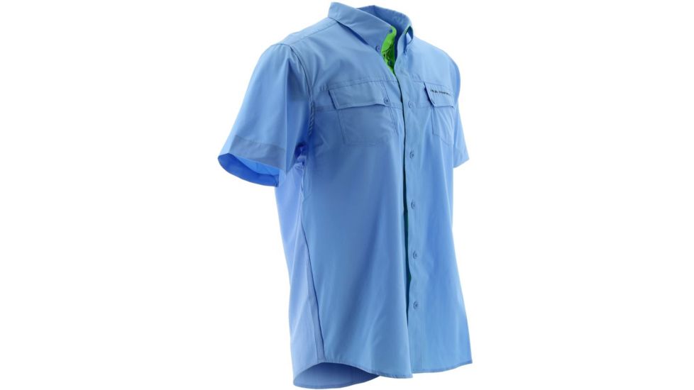 HUK Phenom Short Sleeve Woven Shirt, Carolina Blue, XXXL H1500002CBLXXXL