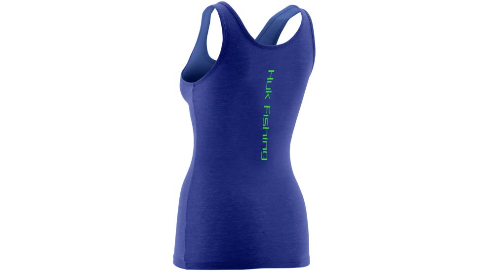 HUK Womens Script Logo Tank, Royal Heather H1000084RYHXS