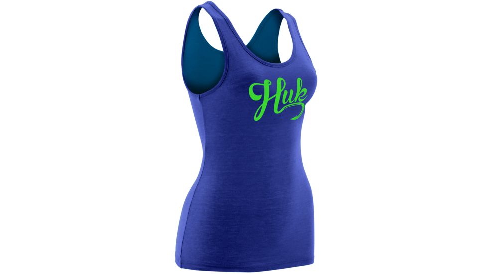 HUK Womens Script Logo Tank, Royal Heather H1000084RYHXS