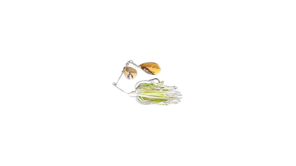 Humdinger Spinnerbait, Gold Colorado Blade/Nickel Indiana Blade, 4/0 Hook, Chartreuse/White, 1/4oz, 11-A