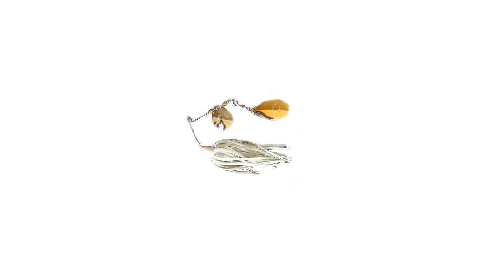 Humdinger Spinnerbait, Gold Colorado Blade/Nickel Indiana Blade, 4/0 Hook, White, 1/4oz, 11-C