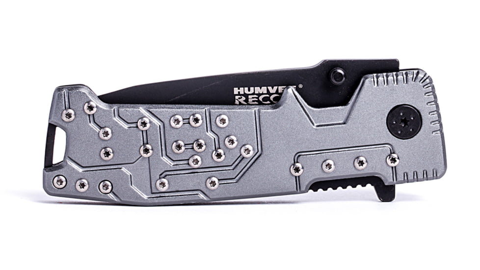 Humvee Recon Steel Blade with Pocket Clip and Spring Assist, Black and Green Grey HMV-KTR-07