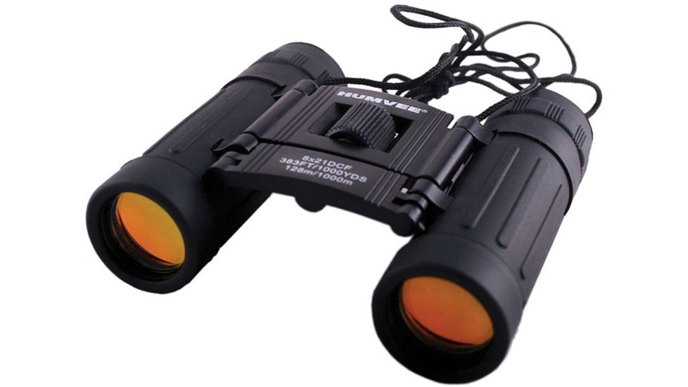 Humvee Rubber Armor Coated 8x21 Binoculars, Black HMV821