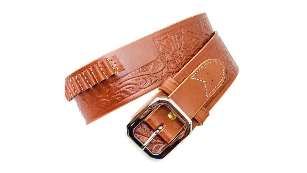 Hunter Company Embossed Cowboy Belt w/ Cartridge Loops, .22 Caliber, Chestnut Tan, Large, Chestnut Tan, 1085-122L