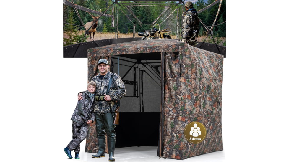 Huntsen 3-4 Person Hunting Blind with Magnetic Full Open Door, HT000043-1