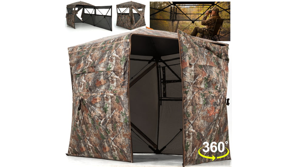 Huntsen Hunting Blind Ground Blind with 90deg Full Open Door 360 Degree See Through, HT001712