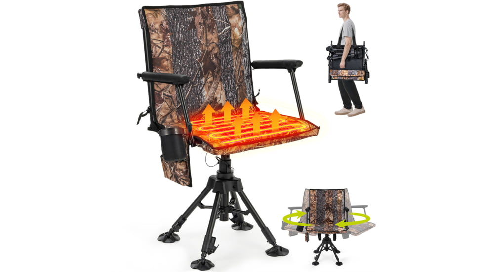 Huntsen Hunting Chair 360deg Silent Swivel for Blinds with Heat, HT001790