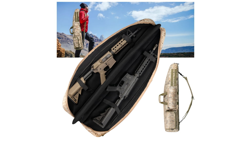 Huntsen Outdoors Tactical Double Shotgun Rifle Gun Case with Shoulder Straps, HT0010-1