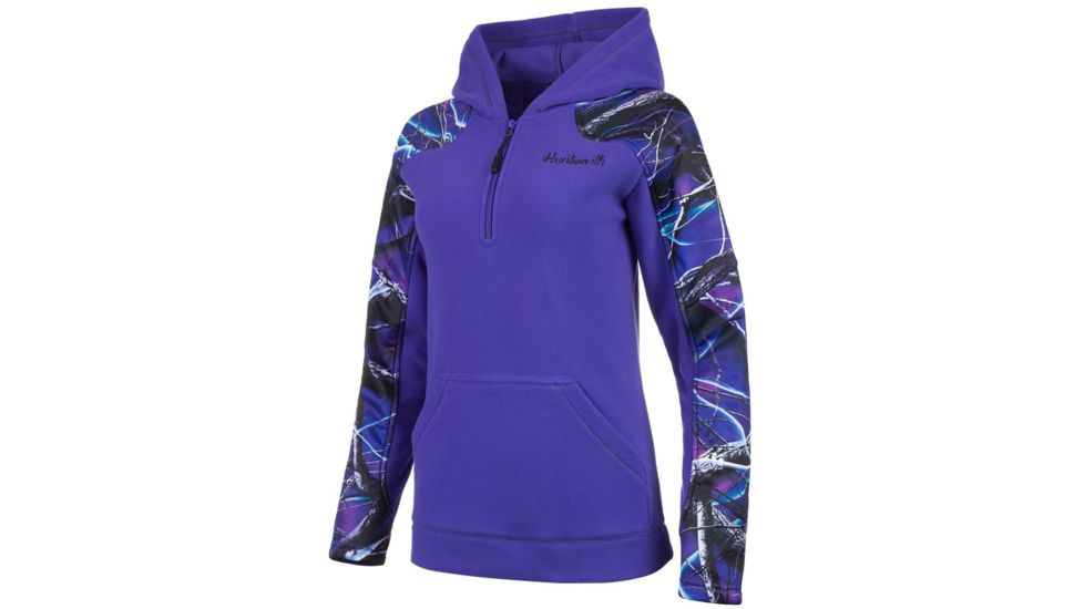 Huntworth 2-Tone Anti-Pill Fleece 1/4 Zip Hoodie - Womens, Violet/Huntworth Ultraviolet, Extra Large E-958-W-31UV/VT-XL
