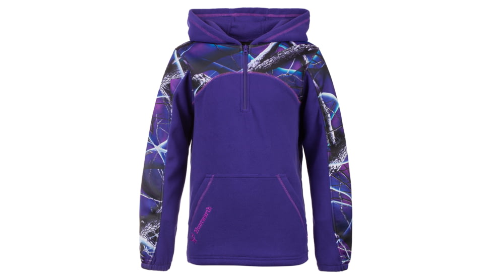 Huntworth 2-Tone Fleece 1/4 Zip Pullover Hoodie - Girls, Violet / Ultraviolet, Medium, E-904-YG-VT/UV-M