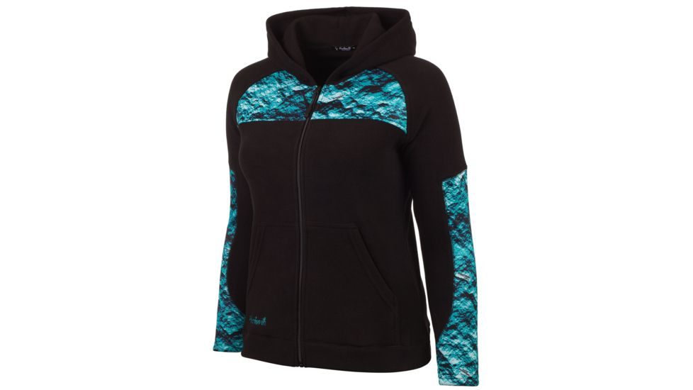 Huntworth Anti-Pill Fleece Hooded Jacket - Womens, Black/Phathom Lagoon, Extra Large, E-963-W-BK/LAG-XL