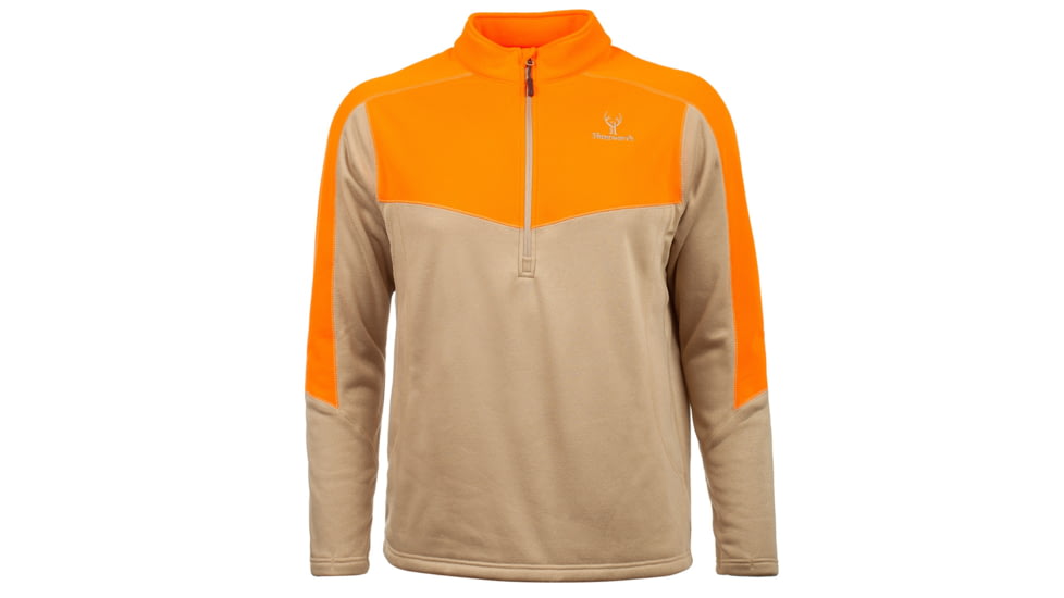 Huntworth Bizmark Mid Weight Hunting 1/2 Zip Uplands Pullover - Mens, Khaki/Blaze, Medium, E-917-31KH/BZ-M