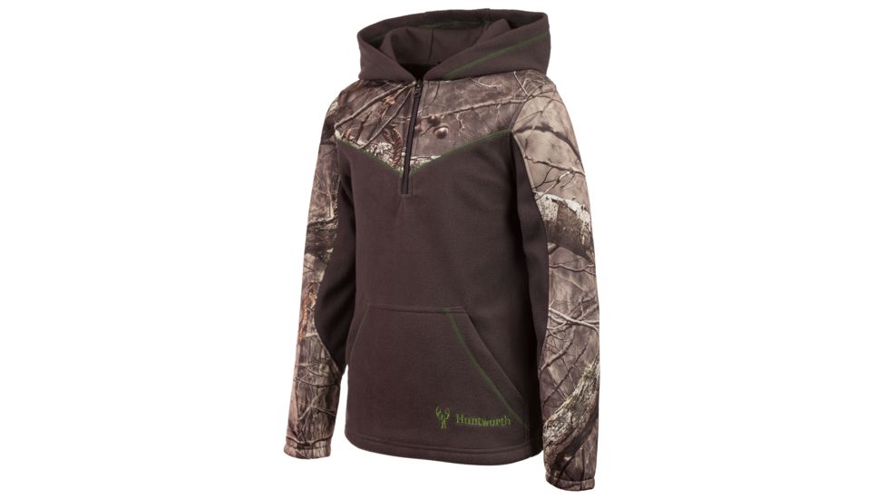 Huntworth Boys Hunting 2-Tone 1/4 Zip Pullover - Kids, Charcoal Grey/Hiddn, Large, E-965-Y-CG/HDN-L