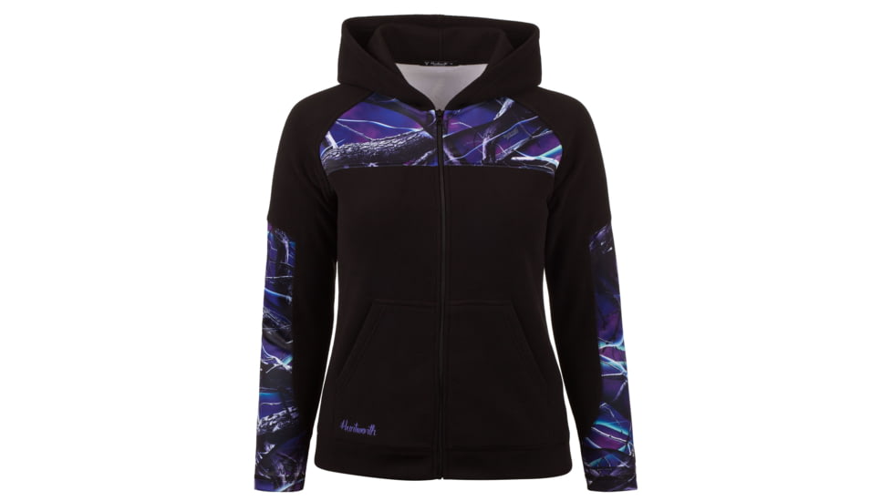 Huntworth Camo Anti-Pill Fleece Hooded Jacket - Womens, Black / Ultraviolet, Large, E-963-W-31UV/BK-L