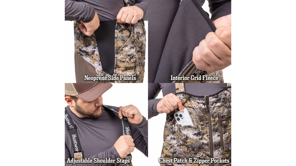 Huntworth Elkins Mid Weight Windproof Soft Shell Bib Overalls - Mens, Disruption, Medium, E-9610-DC-M