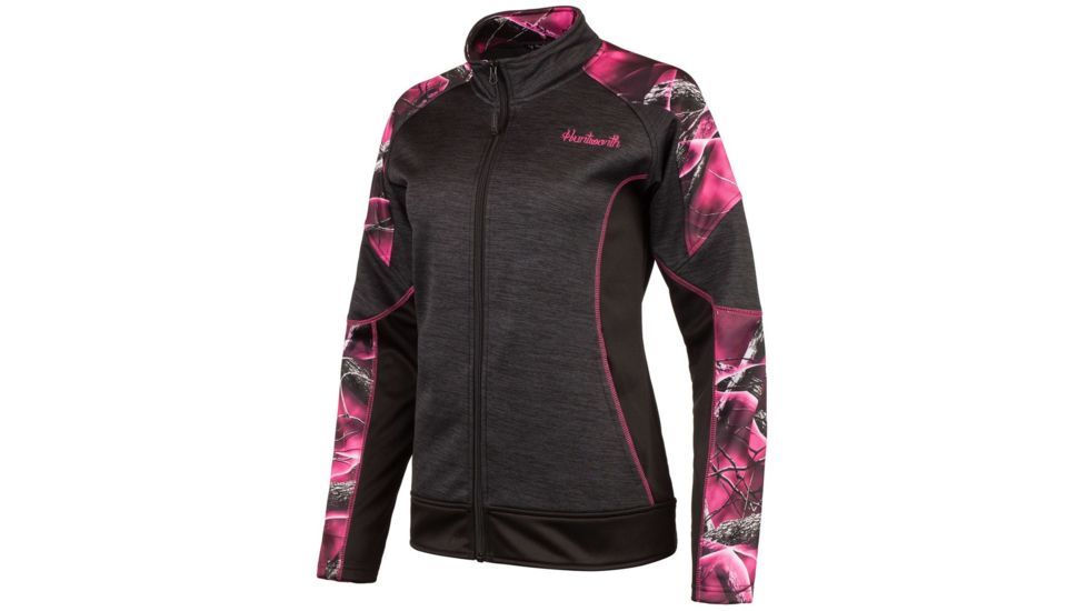 Huntworth Heather Performance Fleece Jacket - Womens, Heather Black/Huntworth Passion, Medium E-9101-W-HK/PA-M