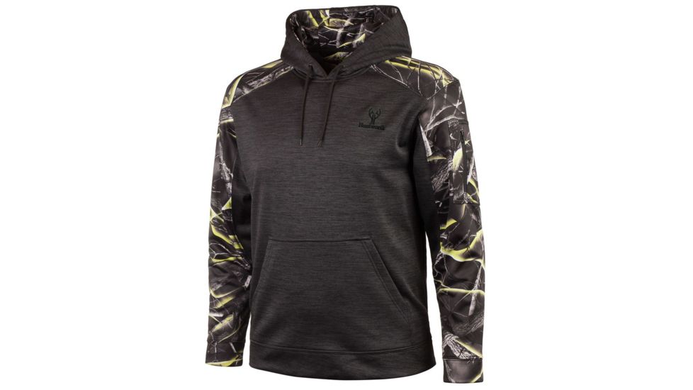 Huntworth Hunting Performance Fleece Mens Hoodie, Heather Black/Huntworth Kinetic, Extra Large E-9137-HK/KN-XL