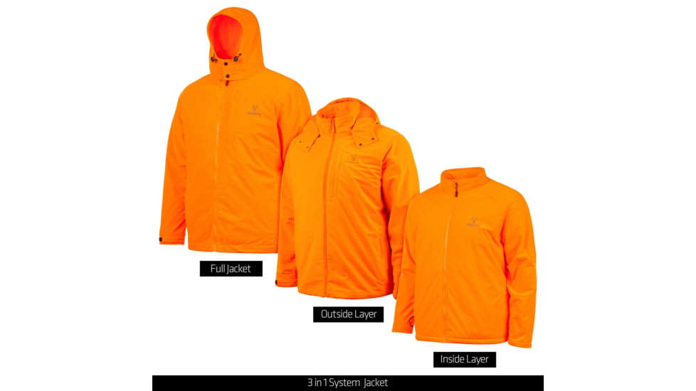 Huntworth Huntington 3-in-1 Waterproof Tricot Jacket - Mens, Blaze, 2XL, E-9364-BZ-2XL