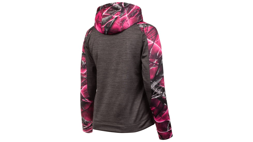 Huntworth Ladies Camo Heather Performance Fleece Hoodie - Womens, Heather Gray/Passion, Large, E-9149-W-HG/PA-L