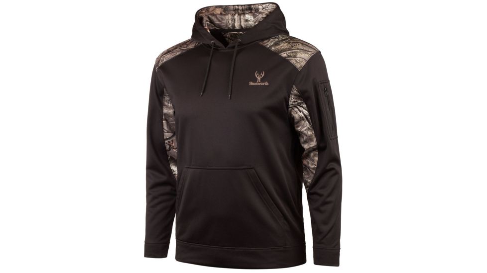 Huntworth Lifestyle Performance Fleece Hoodie - Mens, Black/Hiddn, Large E-924-BK/HDN-L