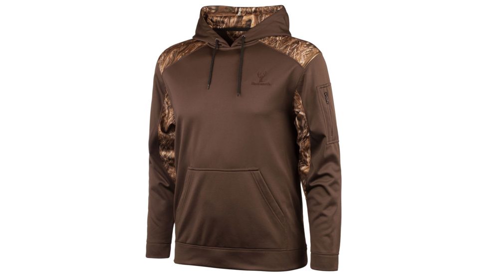 Huntworth Lifestyle Performance Fleece Hoodie - Mens, Brown/Marshland, 2XL E-924-BN/WF-2XL