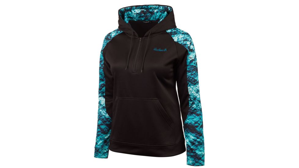 Huntworth Lifestyle Performance Fleece Hoodie - Womens, Black/Phathom Lagoon, Medium, E-977-W-BK/LAG-M