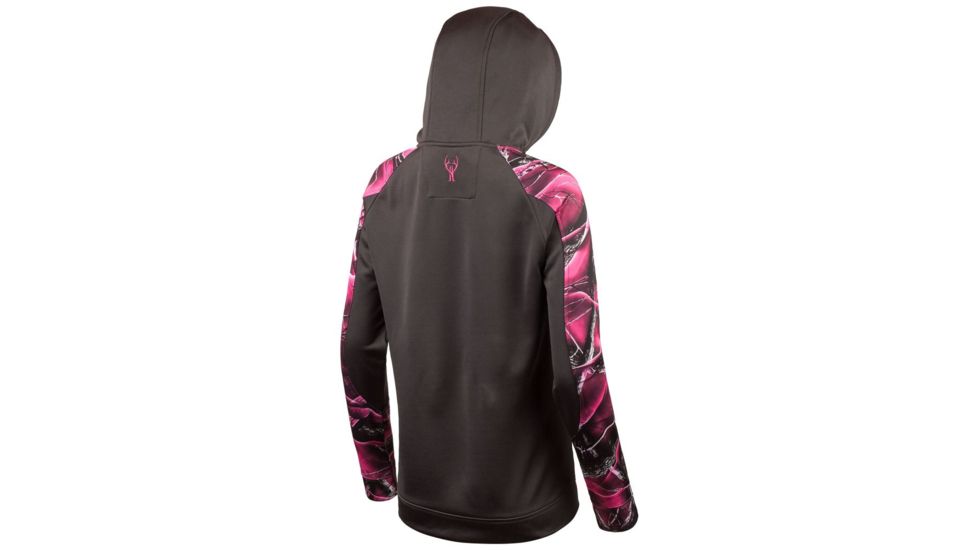 Huntworth Lifestyle Performance Fleece Hoodie - Womens, Charcoal Gray/Passion, Medium, E-977-W-CG/PA-M