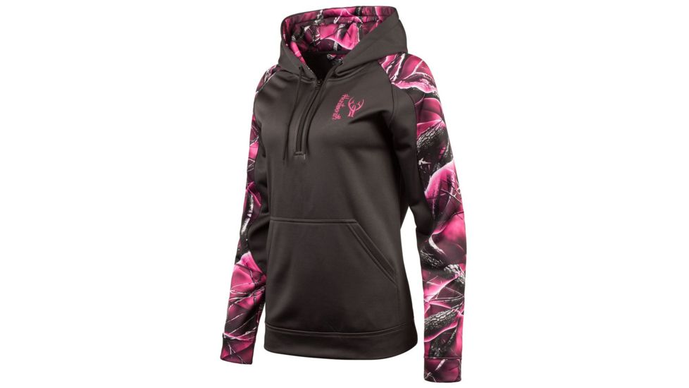 Huntworth Lifestyle Performance Fleece Hoodie - Womens, Charcoal Gray/Passion, Medium, E-977-W-CG/PA-M