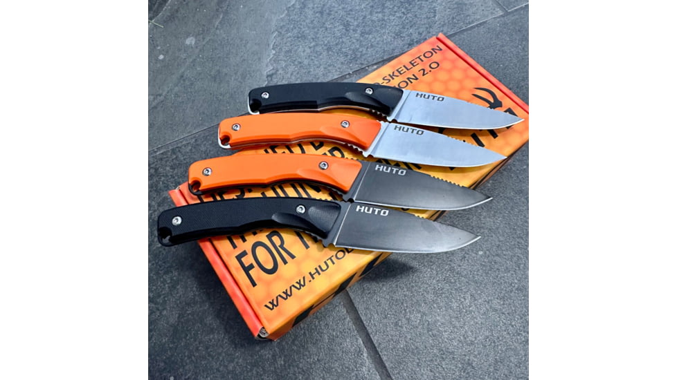 Huto Lifestyle Exo-Skeleton M390 2.0 3 in Knive, Parkarized Finish, Black, EXO-SKLTN-2.0-M390-PARK