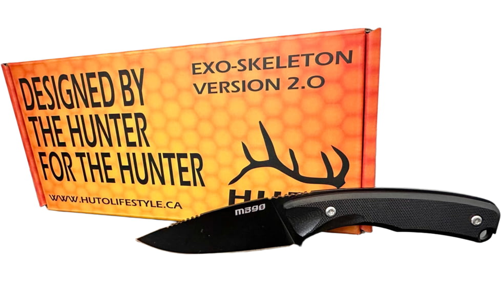 Huto Lifestyle Exo-Skeleton M390 2.0 3 in Knive, Parkarized Finish, Black, EXO-SKLTN-2.0-M390-PARK