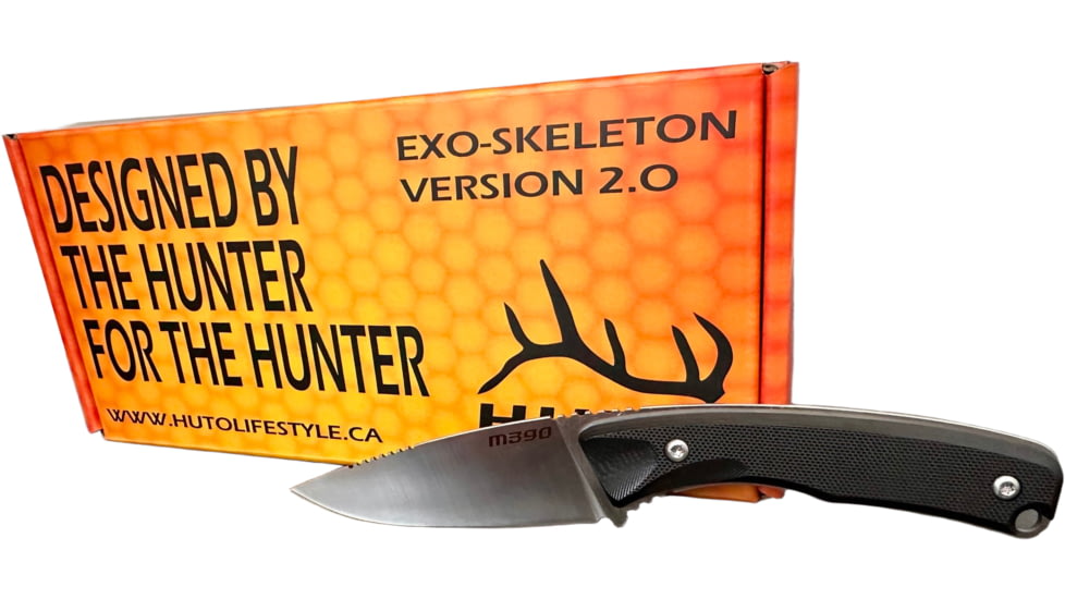 Huto Lifestyle Exo-Skeleton M390 2.0 3 in Knive, Satin Finish, Satin, EXO-SKLTN-2.0-M390-SATN