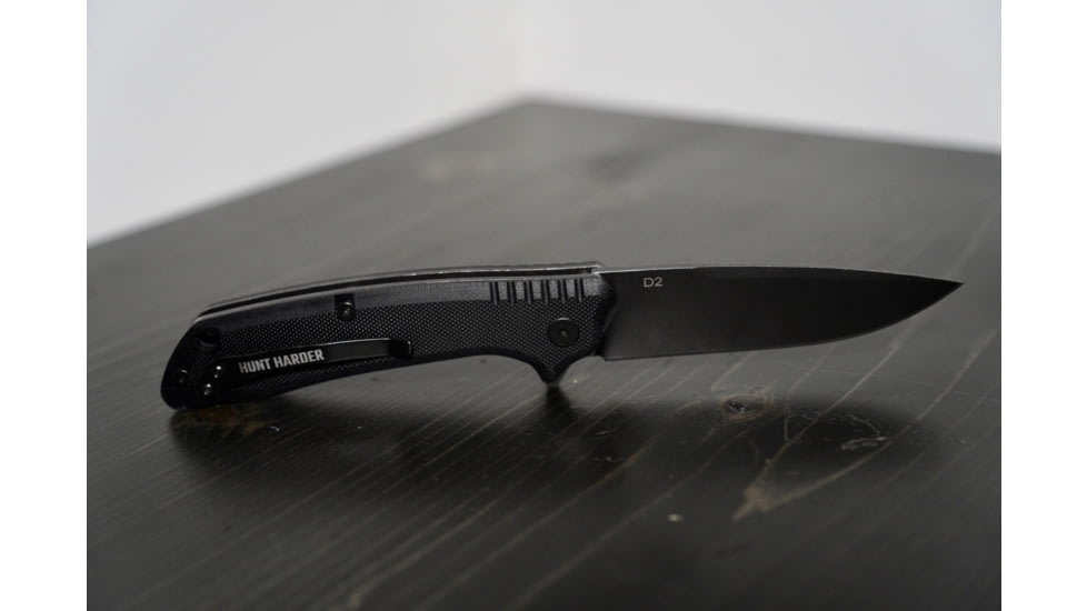 Huto Lifestyle Hunt Harder Folding Hard Blade Knife, Black, HTHD-KNV-BLK