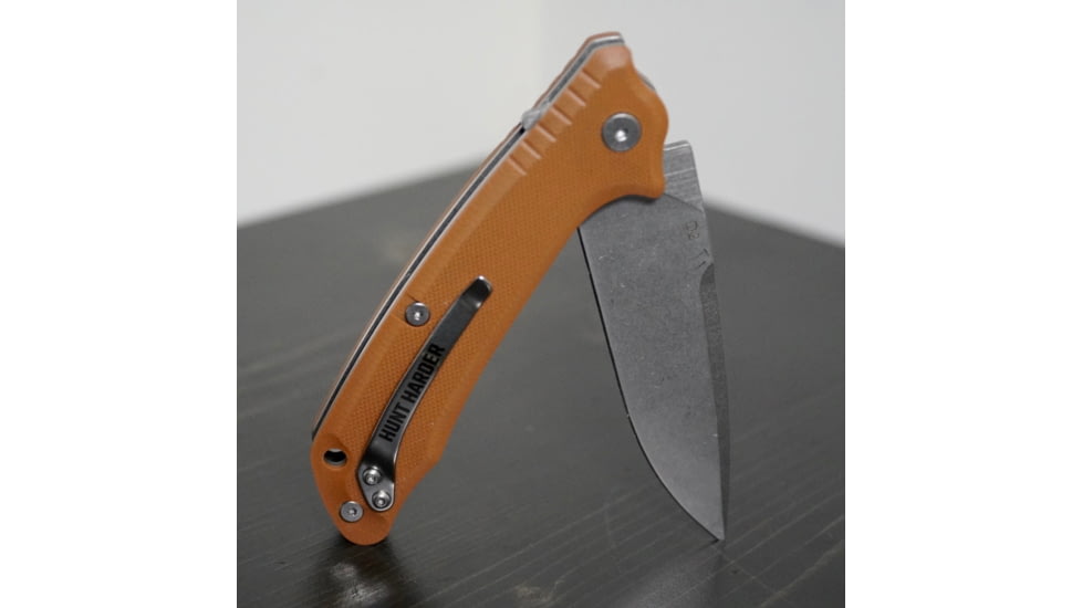 Huto Lifestyle Hunt Harder Folding Hard Blade Knife, Brown, HTHD-KNV-BRN