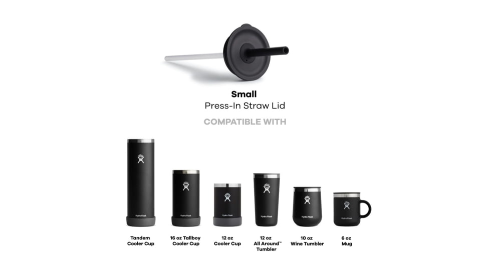 Hydro Flask Press-In Straw Lid, Black, Small, PISLS001