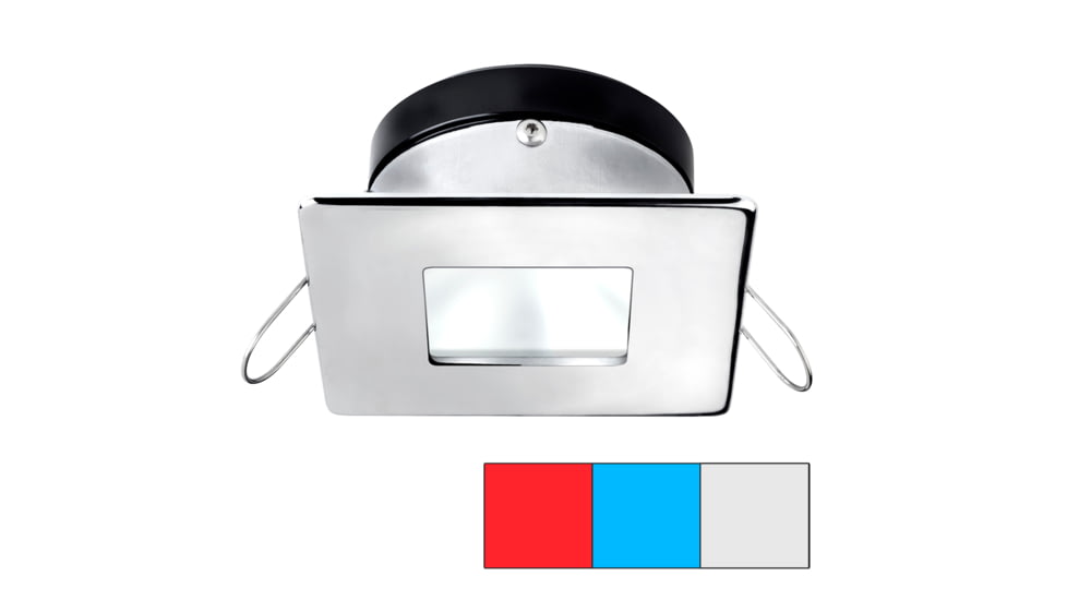 I2Systems Inc Apeiron A1120 LED Spring Square/ Square Mount Light, Red/Cool White /Blue/Polished Chrome, A1120Z-14HAE