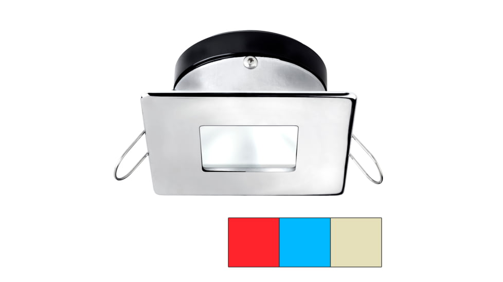 I2Systems Inc Apeiron A1120 LED Spring Square/ Square Mount Light, Red/ Warm White /Blue/Polished Chrome, A1120Z-14HCE