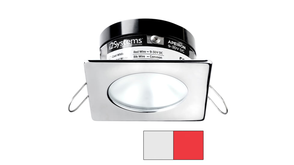 I2Systems Inc Apeiron A503 3W LED Spring Square/ Round Mount Light, Cool White /Red/Polished Chrome Finish, A503-12AAG-H