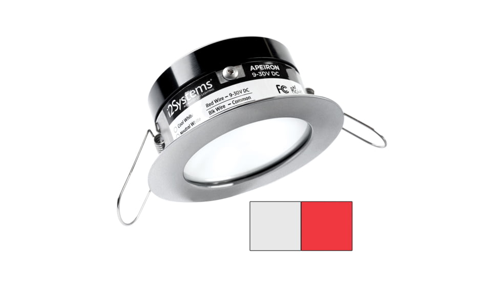 I2Systems Inc Apeiron Pro A503 3W LED Spring Mount Light, Round, Cool White /Red/Brushed Nickel Finish, A503-41AAG-H
