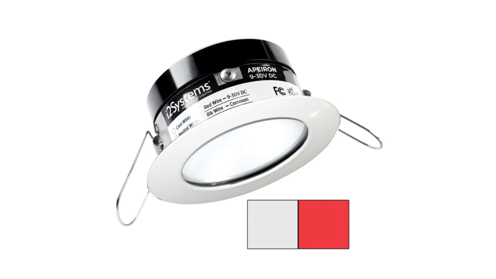 I2Systems Inc Apeiron Pro A503 3W LED Spring Mount Light, Round, Cool White /Red/White Finish, A503-31AAG-H