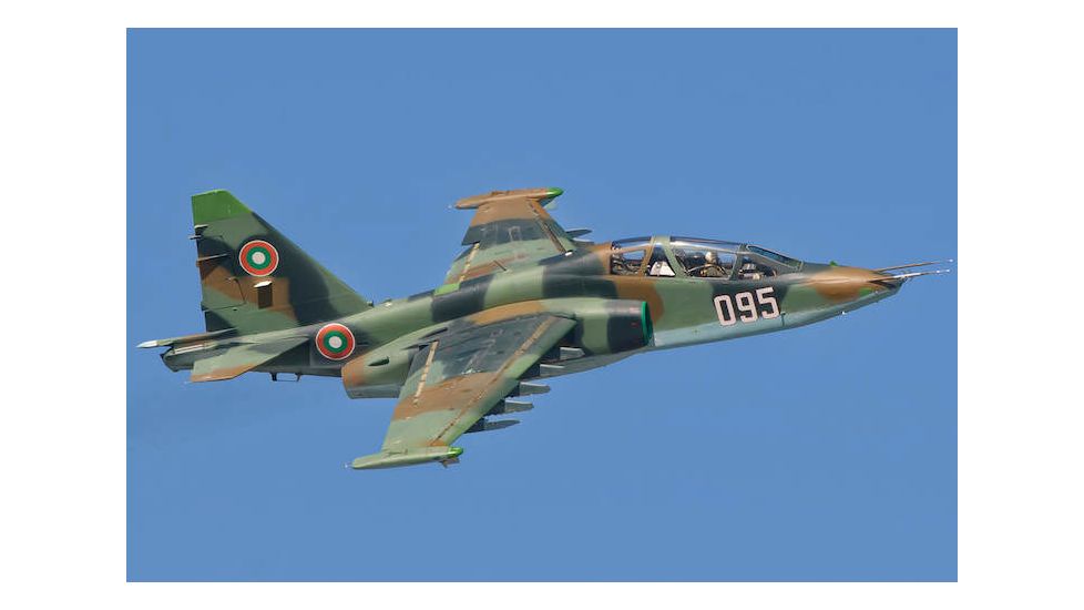iCanvas A Bulgarian Air Force Su-25 In Flight Over Bulgaria by Stocktrek Images Canvas Print, Multi, 18x12 TRK264-1PC3-18x12