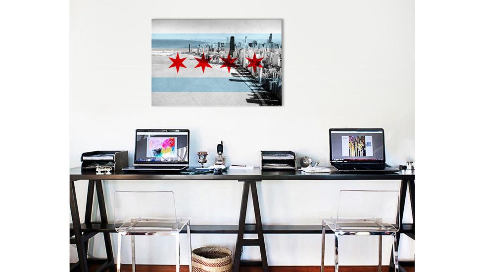 iCanvas Chicago Flag, Chicago Skyline Canvas Print, Multi, 40x26x0.75 FLG29-1PC3-40x26