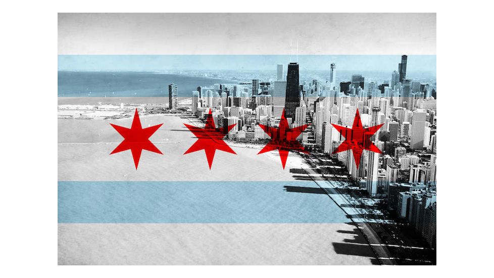 iCanvas Chicago Flag, Chicago Skyline Canvas Print, Multi, 40x26x0.75 FLG29-1PC3-40x26