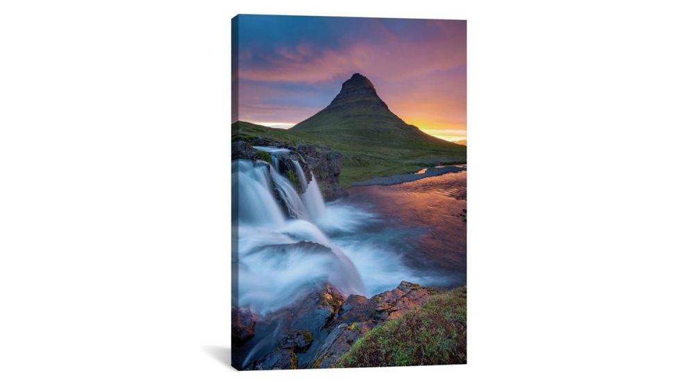 iCanvas Dawn Over Kirkjufell And Kirkjufellsfoss I, Grundarfjordur, Snaefellsnes Peninsula, Vesturland, Iceland by Gareth McCormack Canvas Print, Multi, 18 x 12 GAR27-1PC3-18x12