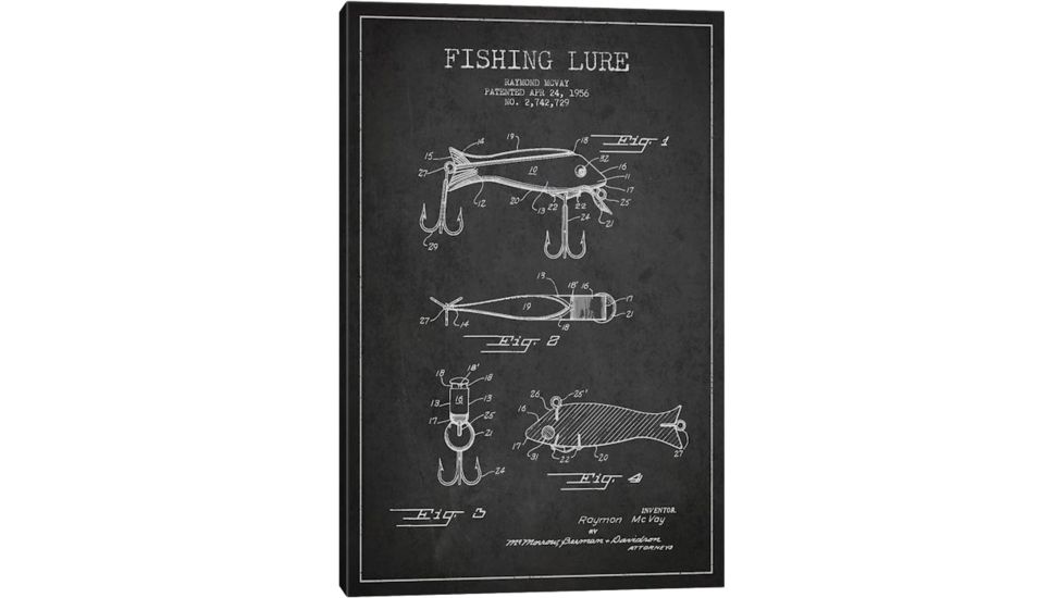 iCanvas Fishing Tackle Dark Patent BluePrint,26x18 by Aged Pixel Canvas,26x18, 26 x 18 ADP1149-1PC3-26x18