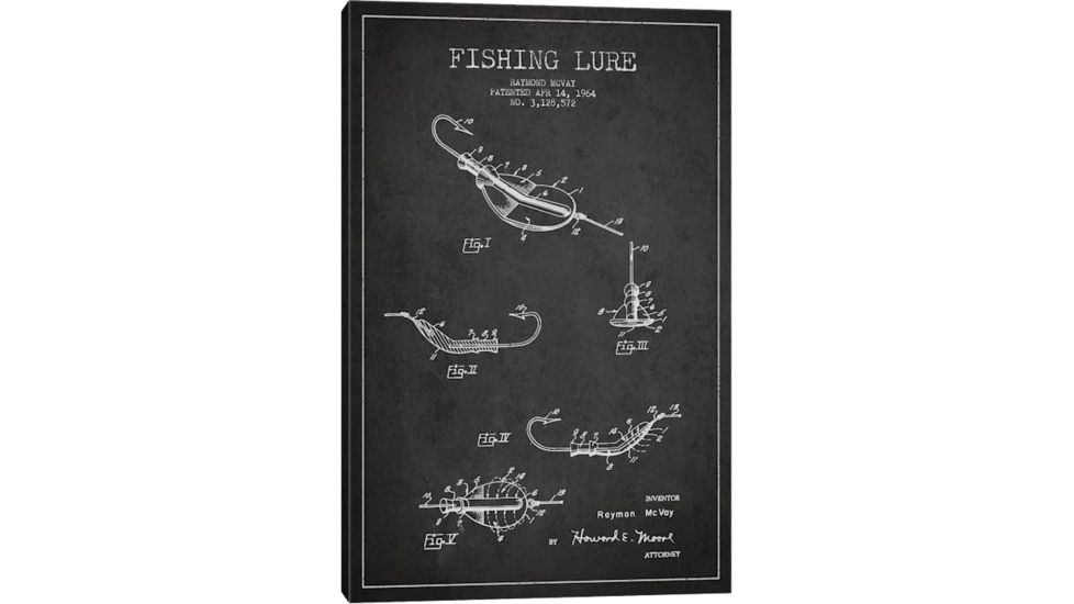 iCanvas Fishing Tackle Dark Patent BluePrint,26x18 by Aged Pixel Canvas,26x18, 26 x 18 ADP1154-1PC3-26x18
