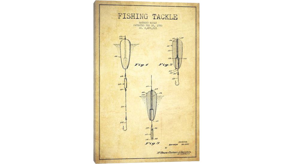 iCanvas Fishing Tackle Vintage Patent BluePrint,26x18 by Aged Pixel Canvas,26x18, 26 x 18 ADP1148-1PC3-26x18