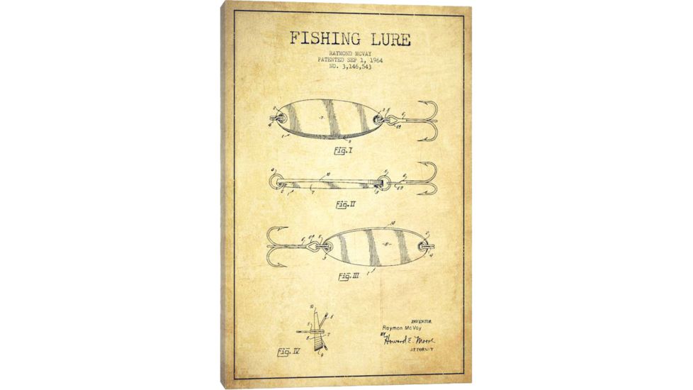 iCanvas Fishing Tackle Vintage Patent BluePrint,26x18 by Aged Pixel Canvas,26x18, 26 x 18 ADP1163-1PC3-26x18