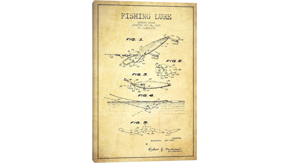 iCanvas Fishing Tackle Vintage Patent BluePrint,26x18 by Aged Pixel Canvas,26x18, 26 x 18 ADP1168-1PC3-26x18